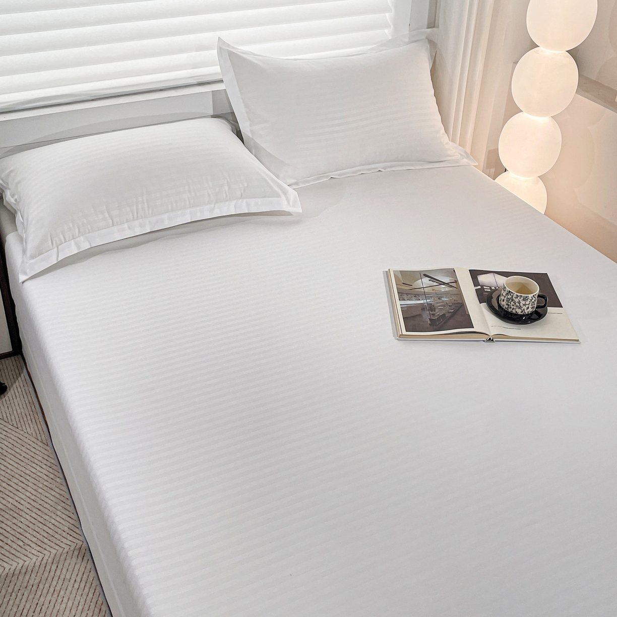 91家纺网 家纺一手货源 找家纺 （总）恬澳家纺 2025新款简约磨毛压花床笠外贸跨境电商亚马逊速卖通单床笠三件套欧美尺寸多多跨境平台-场景二