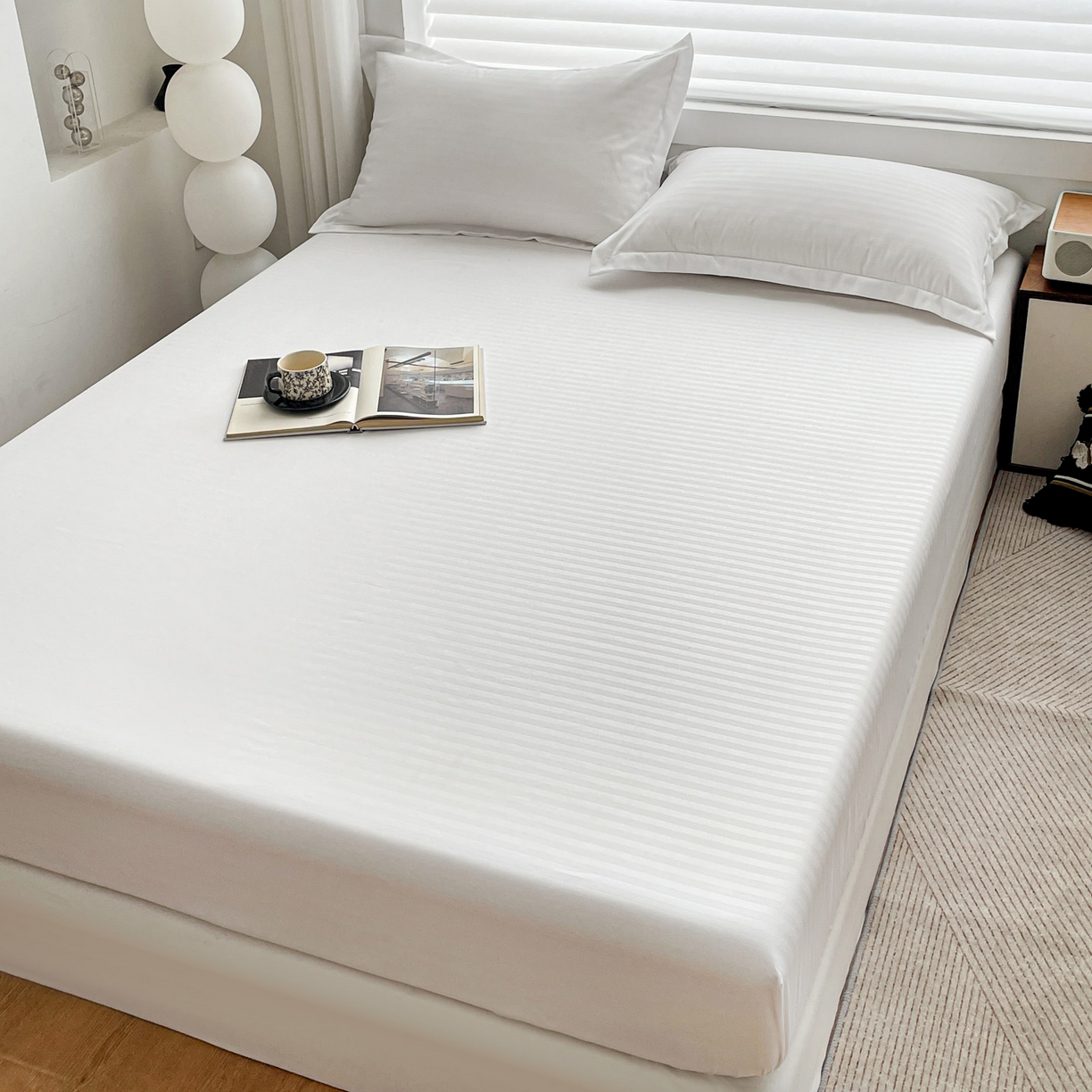 91家纺网 家纺一手货源 找家纺 （总）恬澳家纺 2025新款简约磨毛压花床笠外贸跨境电商亚马逊速卖通单床笠三件套欧美尺寸多多跨境平台-场景二