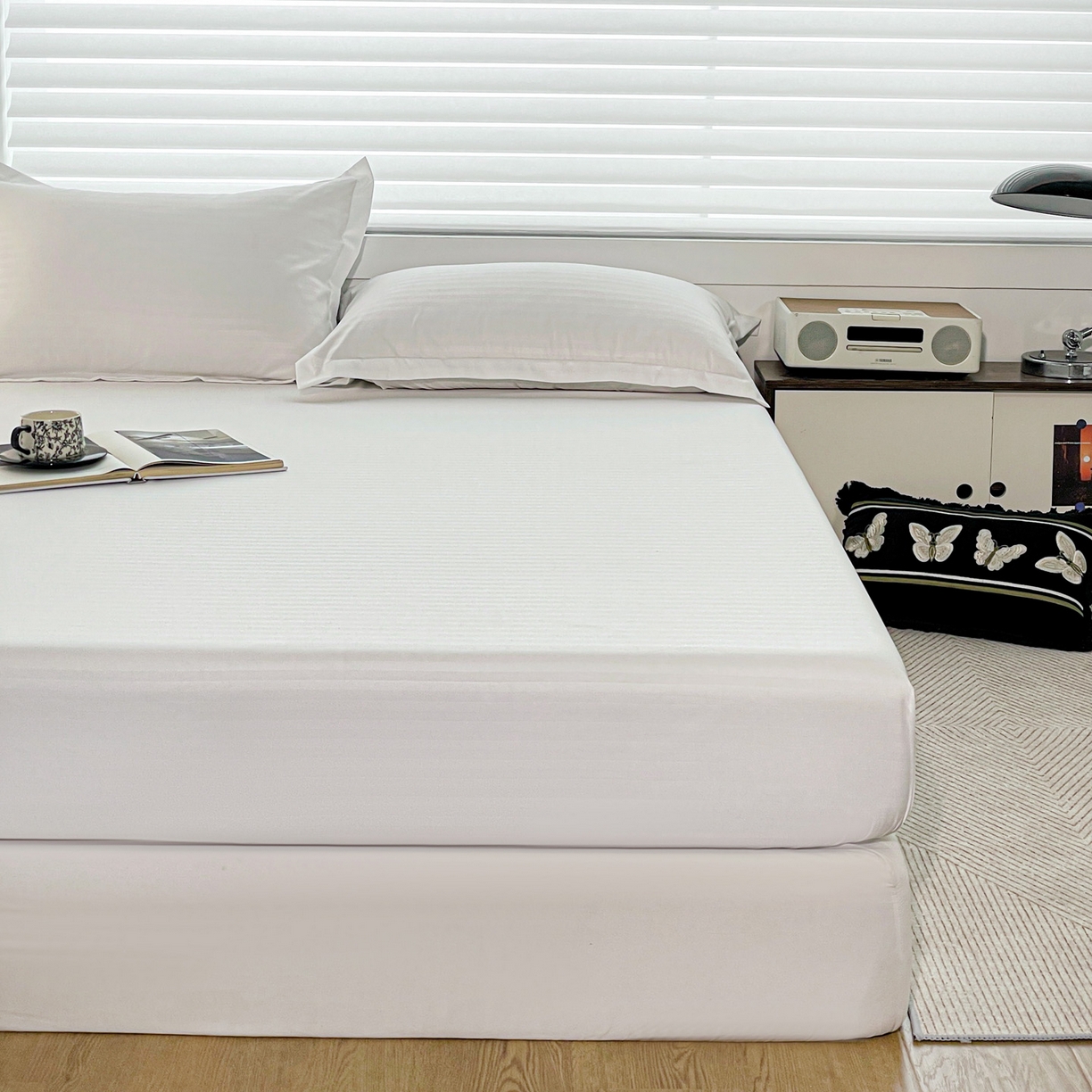 91家纺网 家纺一手货源 找家纺 （总）恬澳家纺 2025新款简约磨毛压花床笠外贸跨境电商亚马逊速卖通单床笠三件套欧美尺寸多多跨境平台-场景二