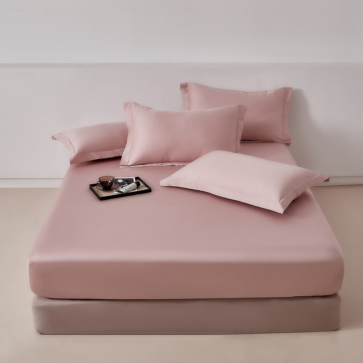 91家纺网 家纺一手货源 找家纺 DoDo 兜兜 2026新款全棉纯棉50支长绒棉单床笠 床笠单件 马卡龙粉