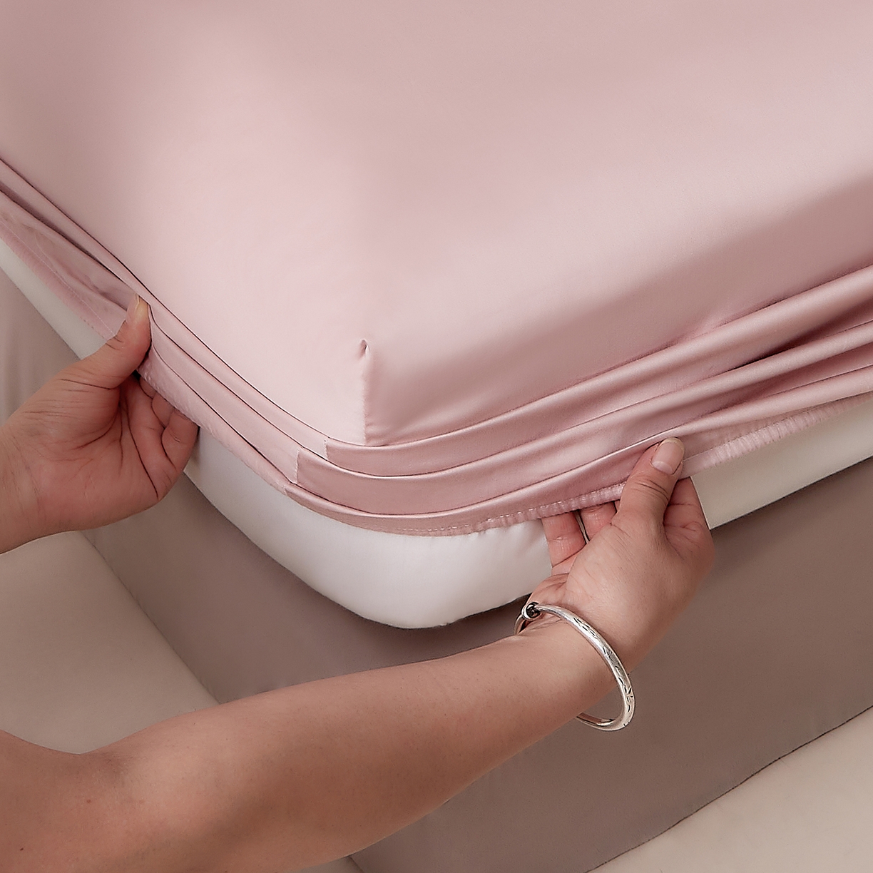 91家纺网 家纺一手货源 找家纺 DoDo 兜兜 2026新款全棉纯棉50支长绒棉单床笠 床笠单件 马卡龙粉