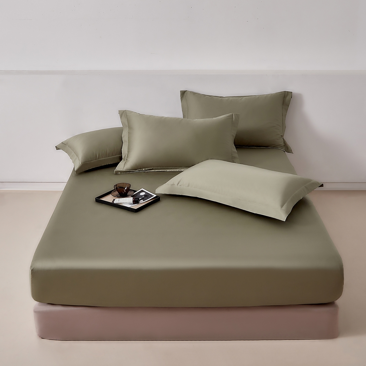 91家纺网 家纺一手货源 找家纺 DoDo 兜兜 2026新款全棉纯棉50支长绒棉单床笠 床笠单件 暮光绿