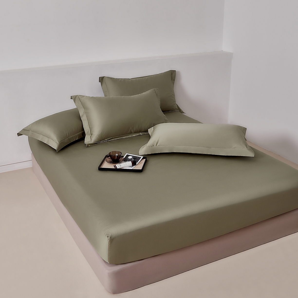 91家纺网 家纺一手货源 找家纺 DoDo 兜兜 2026新款全棉纯棉50支长绒棉单床笠 床笠单件 暮光绿