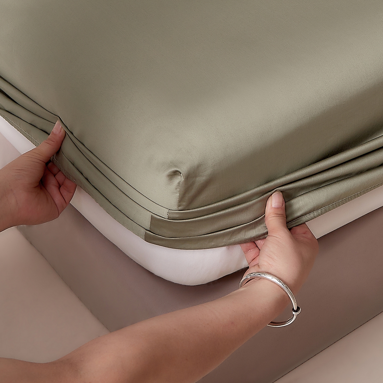 91家纺网 家纺一手货源 找家纺 DoDo 兜兜 2026新款全棉纯棉50支长绒棉单床笠 床笠单件 暮光绿