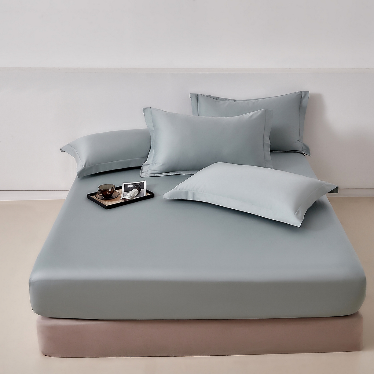 91家纺网 家纺一手货源 找家纺 DoDo 兜兜 2026新款全棉纯棉50支长绒棉单床笠 床笠单件 普士蓝