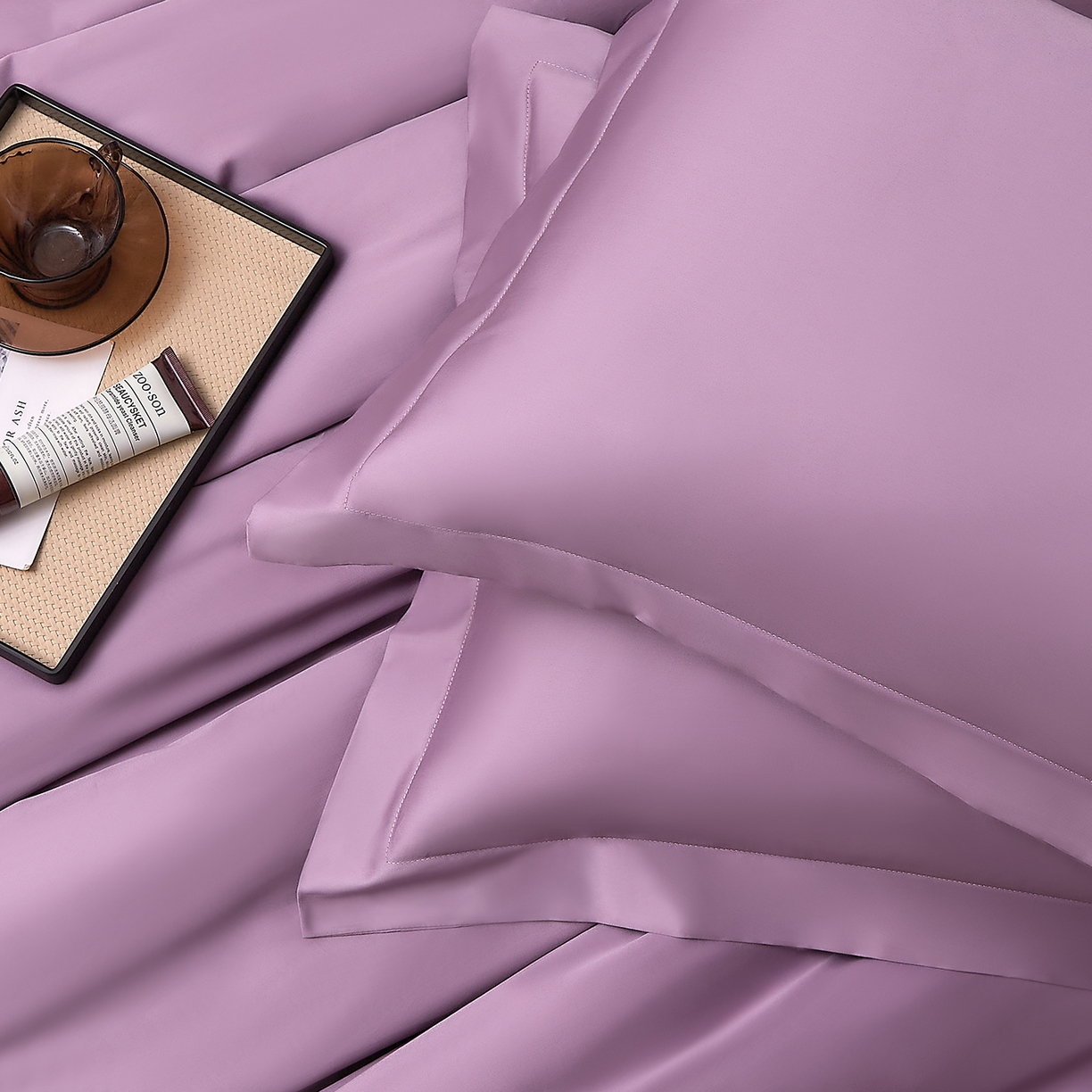 91家纺网 家纺一手货源 找家纺 DoDo 兜兜 2026新款全棉纯棉50支长绒棉单床笠 床笠单件 丝绒紫