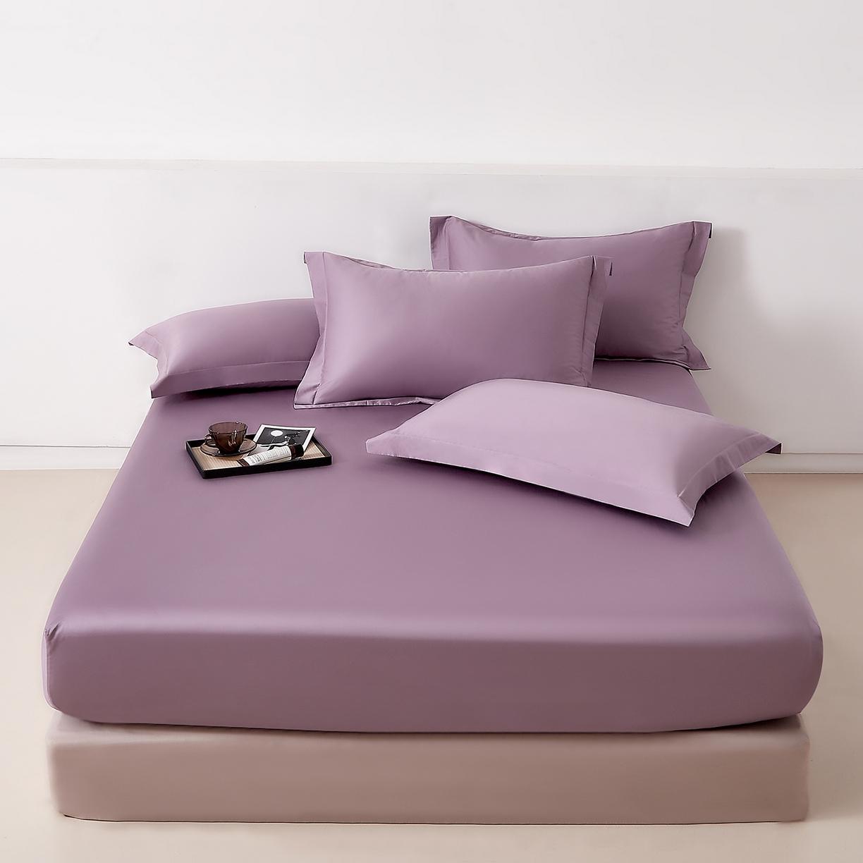 91家纺网 家纺一手货源 找家纺 DoDo 兜兜 2026新款全棉纯棉50支长绒棉单床笠 床笠单件 丝绒紫