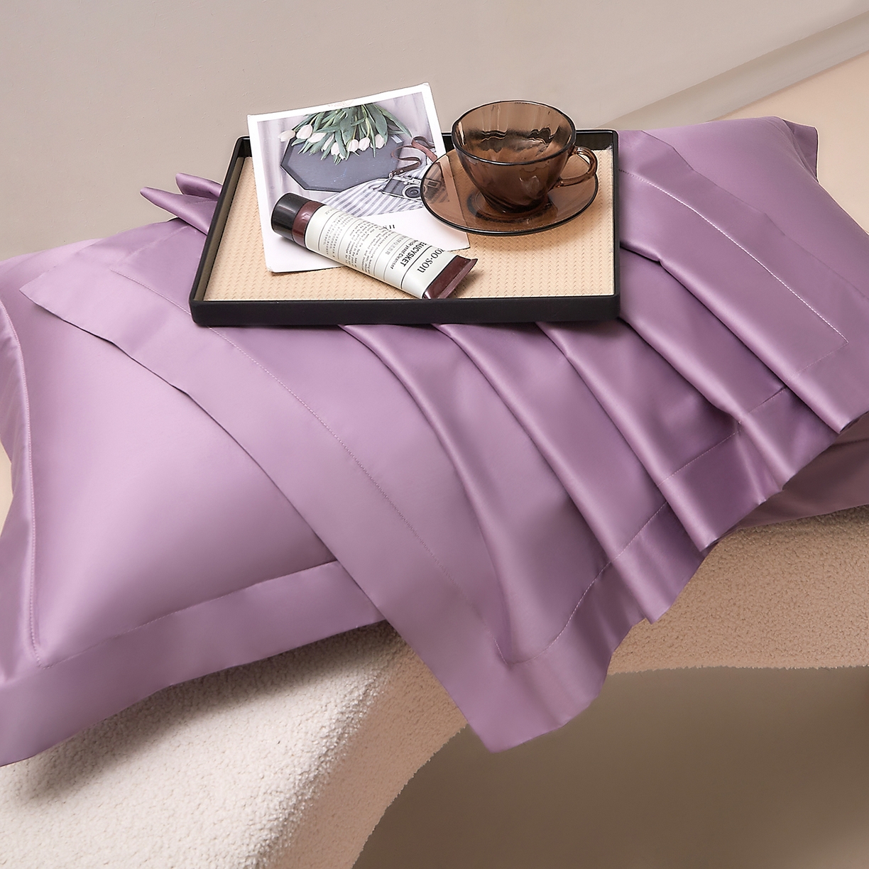 91家纺网 家纺一手货源 找家纺 DoDo 兜兜 2026新款全棉纯棉50支长绒棉单床笠 床笠单件 丝绒紫