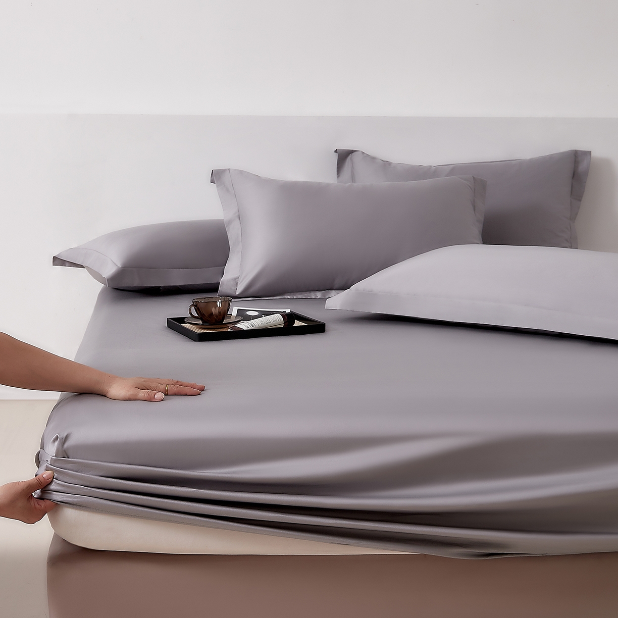 DoDo 兜兜 2026新款全棉纯棉50支长绒棉单床笠 床笠单件 象牙灰