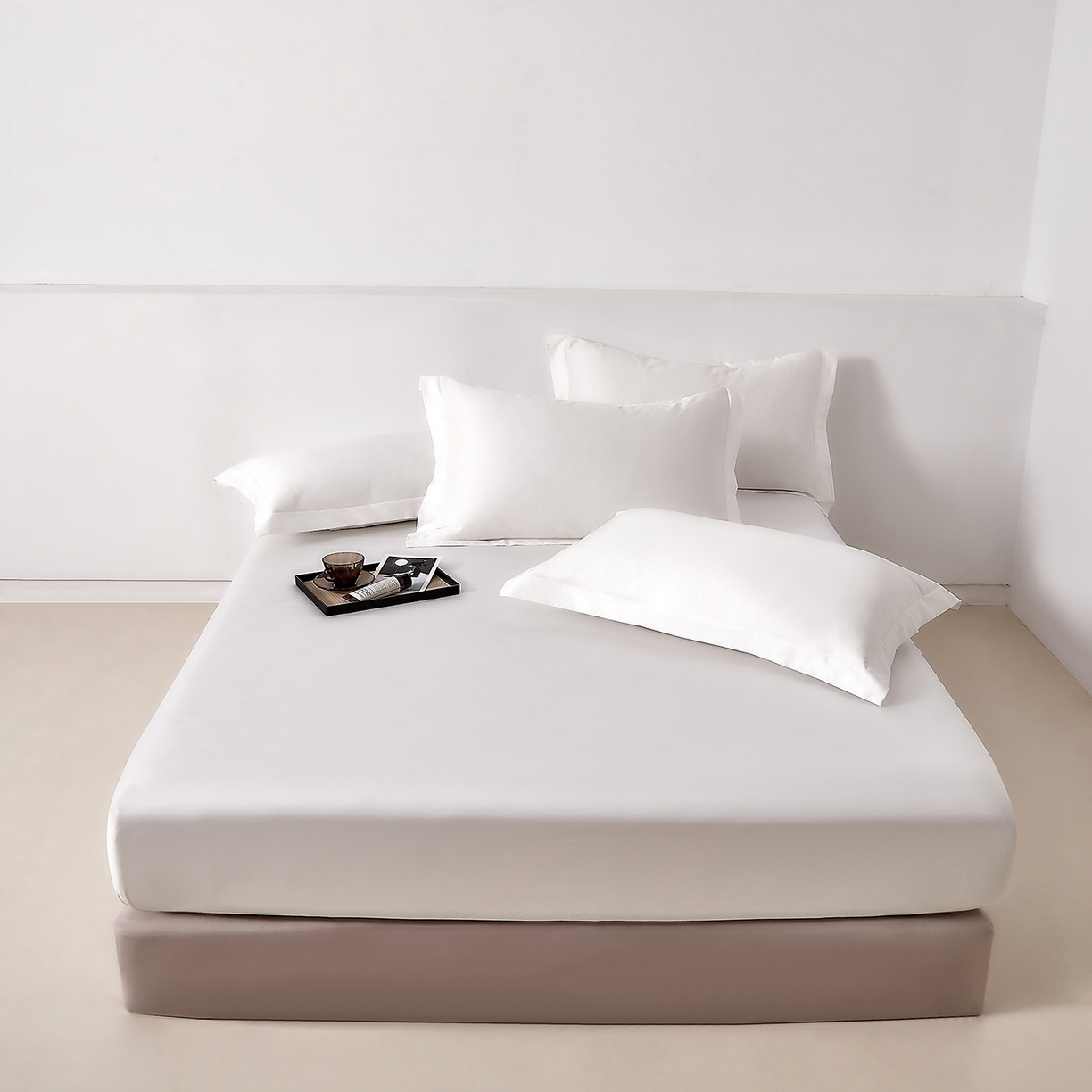 91家纺网 家纺一手货源 找家纺 DoDo 兜兜 2026新款全棉纯棉50支长绒棉单床笠 床笠单件 月光白