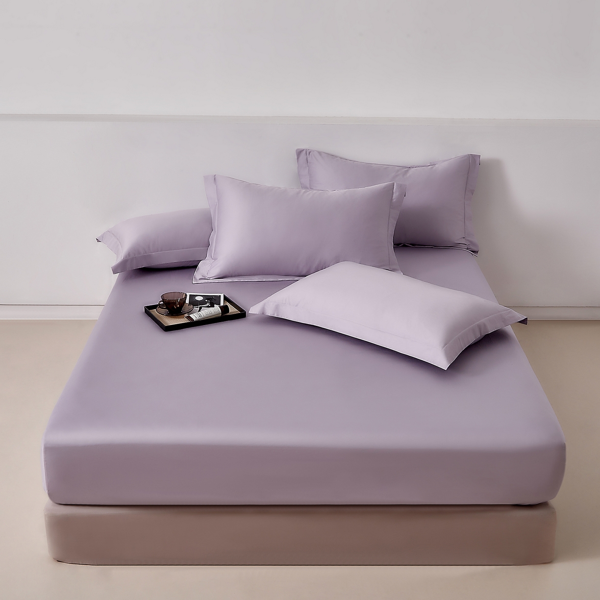 91家纺网 家纺一手货源 找家纺 DoDo 兜兜 2026新款全棉纯棉50支长绒棉单床笠 床笠单件 珍珠紫