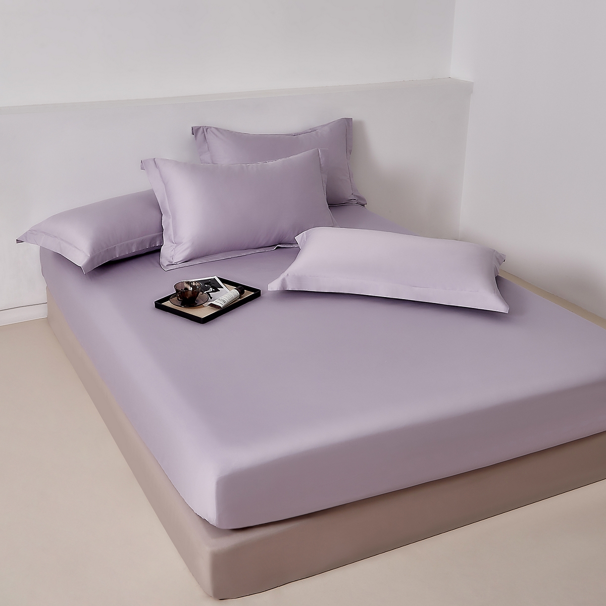 91家纺网 家纺一手货源 找家纺 DoDo 兜兜 2026新款全棉纯棉50支长绒棉单床笠 床笠单件 珍珠紫