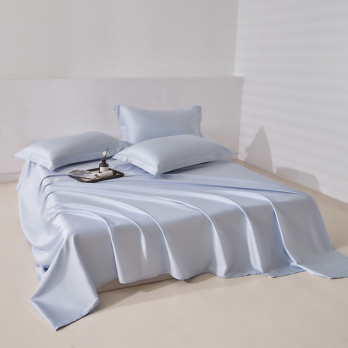 91家纺网 家纺一手货源 找家纺 DoDo 兜兜 2026新款全棉纯棉50支长绒棉单床单 床单单件 海蓝色