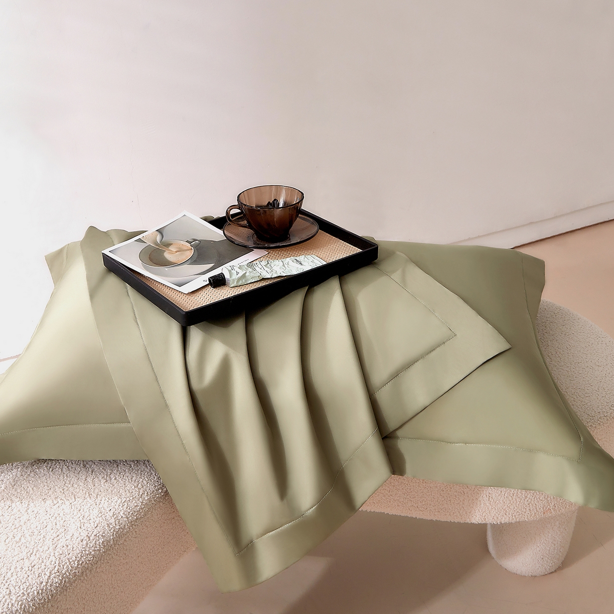 91家纺网 家纺一手货源 找家纺 DoDo 兜兜 2026新款全棉纯棉50支长绒棉单床单 床单单件 暮光绿