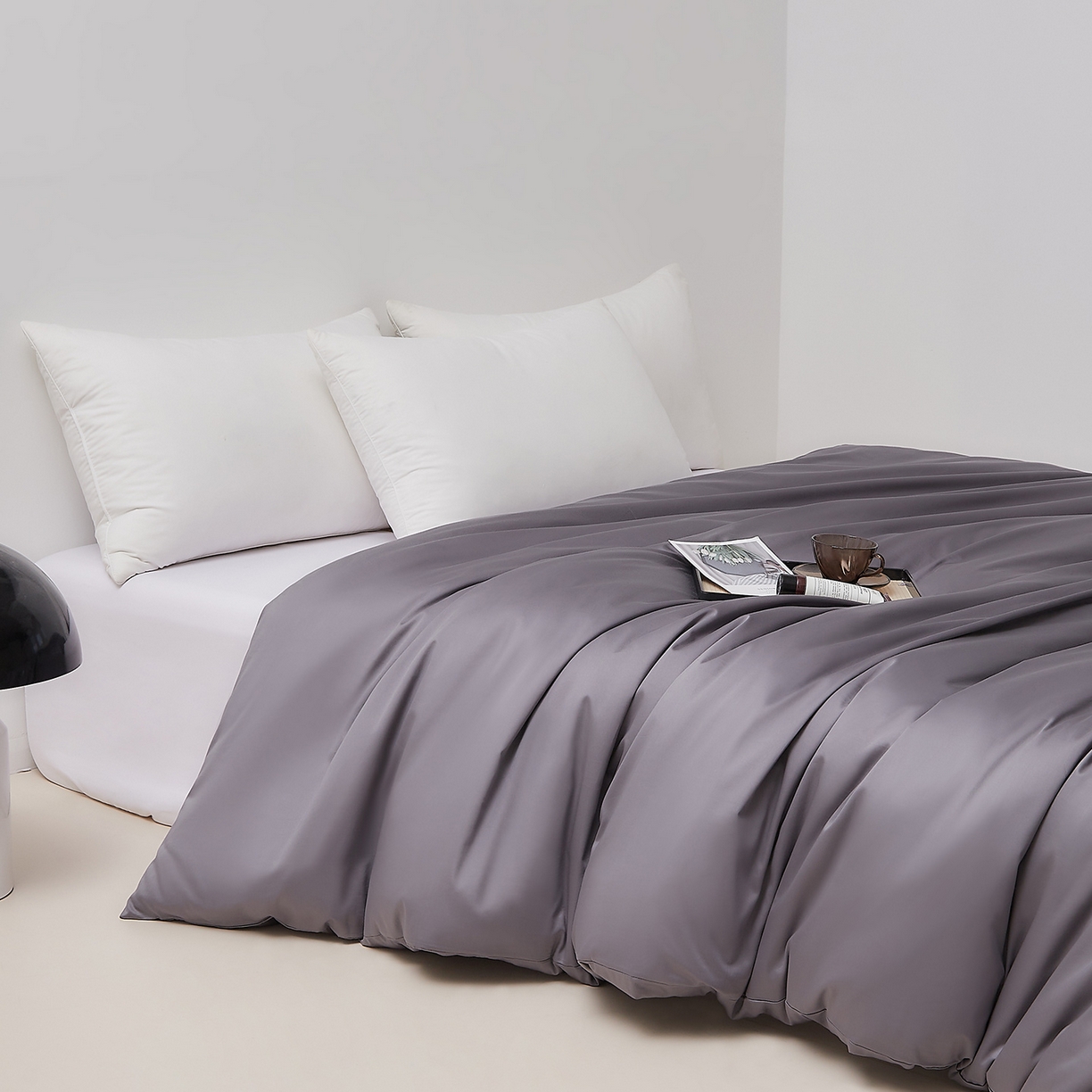 91家纺网 家纺一手货源 找家纺 DoDo 兜兜 2026新款全棉纯棉50支长绒棉单被套 被套单件 典雅灰