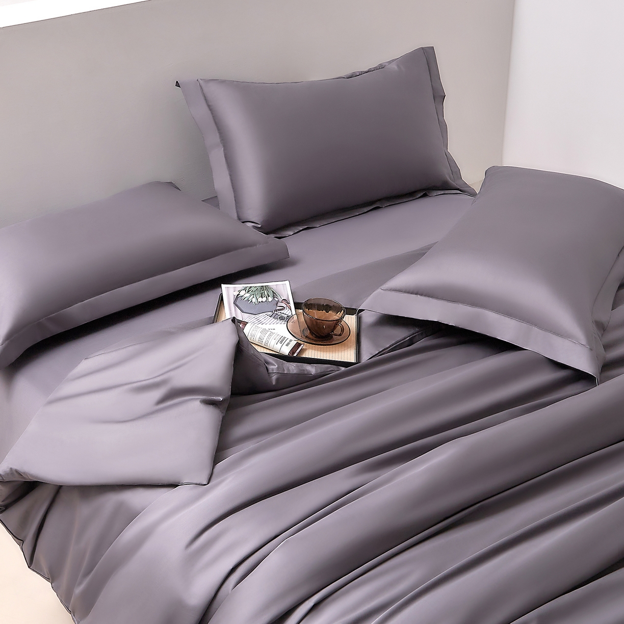 91家纺网 家纺一手货源 找家纺 DoDo 兜兜 2026新款全棉纯棉50支长绒棉单被套 被套单件 典雅灰