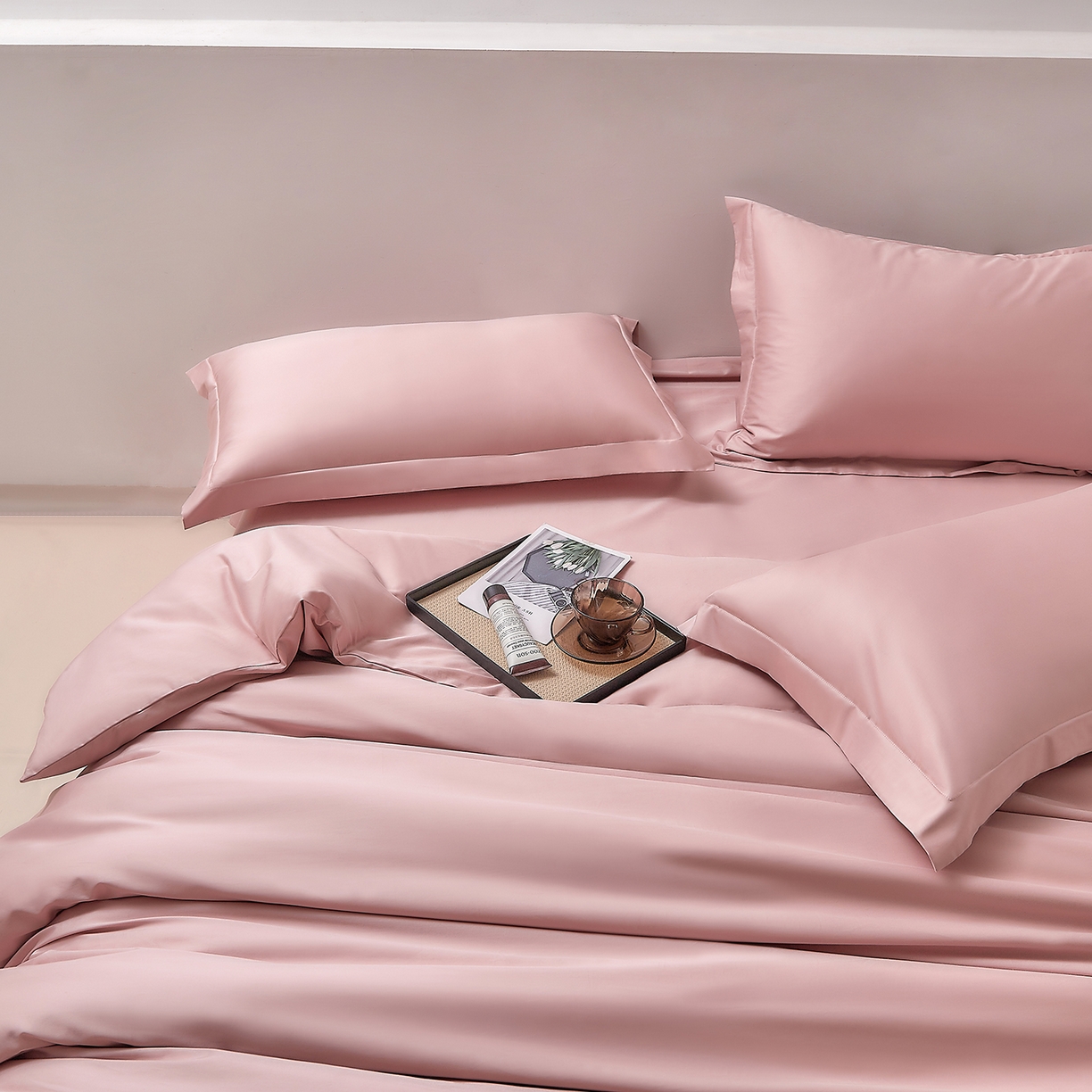 91家纺网 家纺一手货源 找家纺 DoDo 兜兜 2026新款全棉纯棉50支长绒棉单被套 被套单件 马卡龙粉