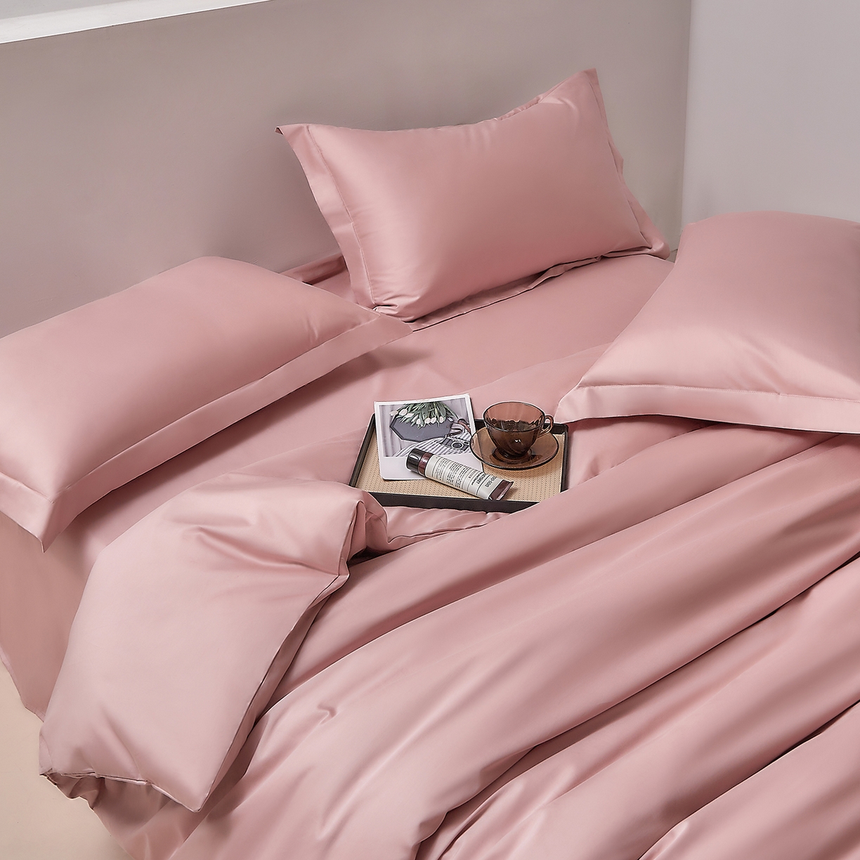 91家纺网 家纺一手货源 找家纺 DoDo 兜兜 2026新款全棉纯棉50支长绒棉单被套 被套单件 马卡龙粉