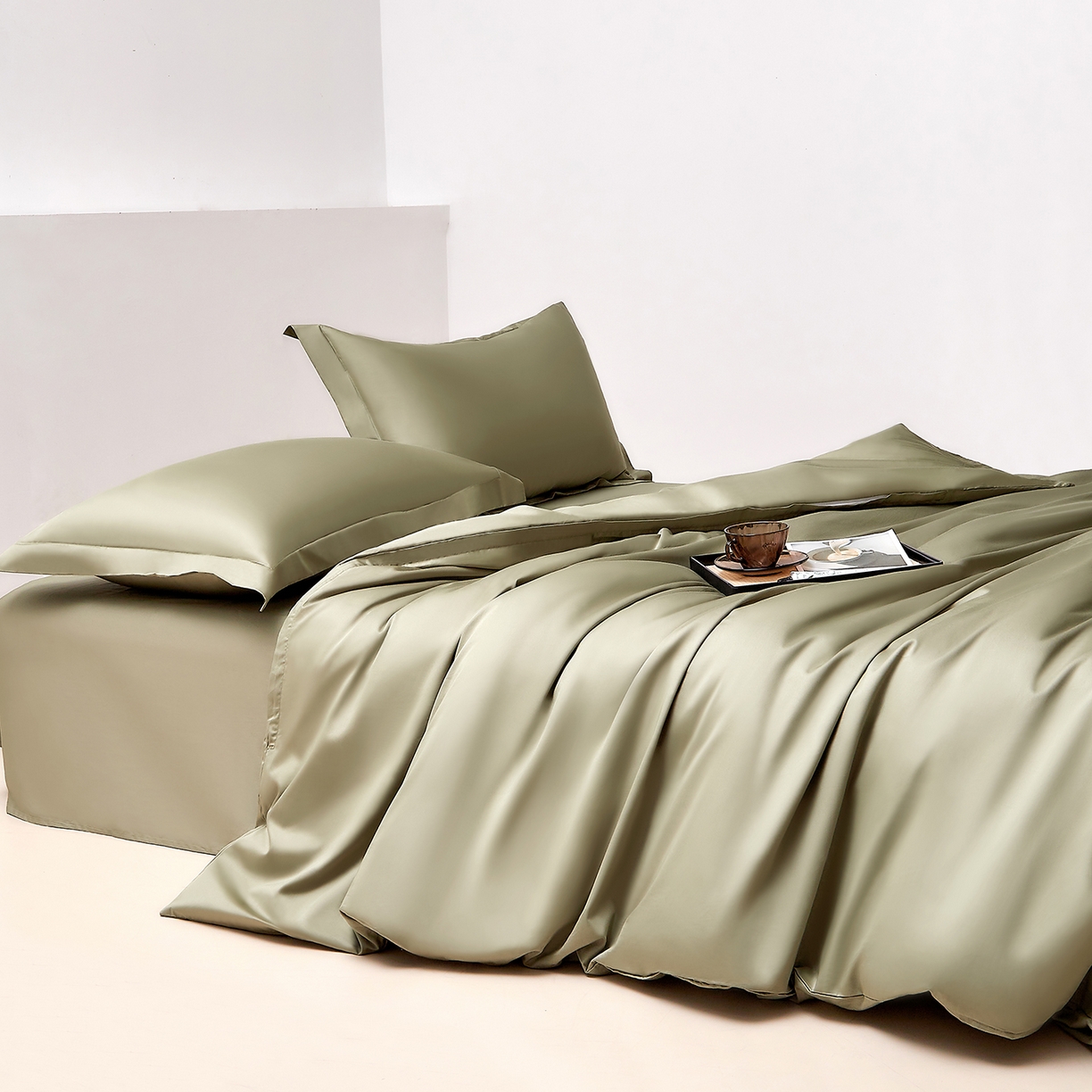 91家纺网 家纺一手货源 找家纺 DoDo 兜兜 2026新款全棉纯棉50支长绒棉单被套 被套单件 暮光绿