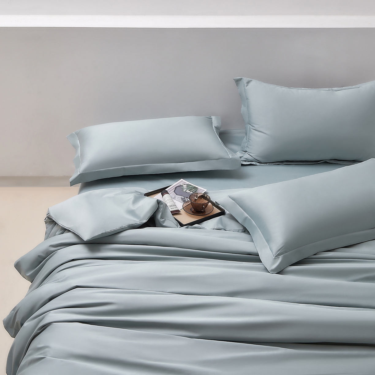 91家纺网 家纺一手货源 找家纺 DoDo 兜兜 2026新款全棉纯棉50支长绒棉单被套 被套单件 普士蓝