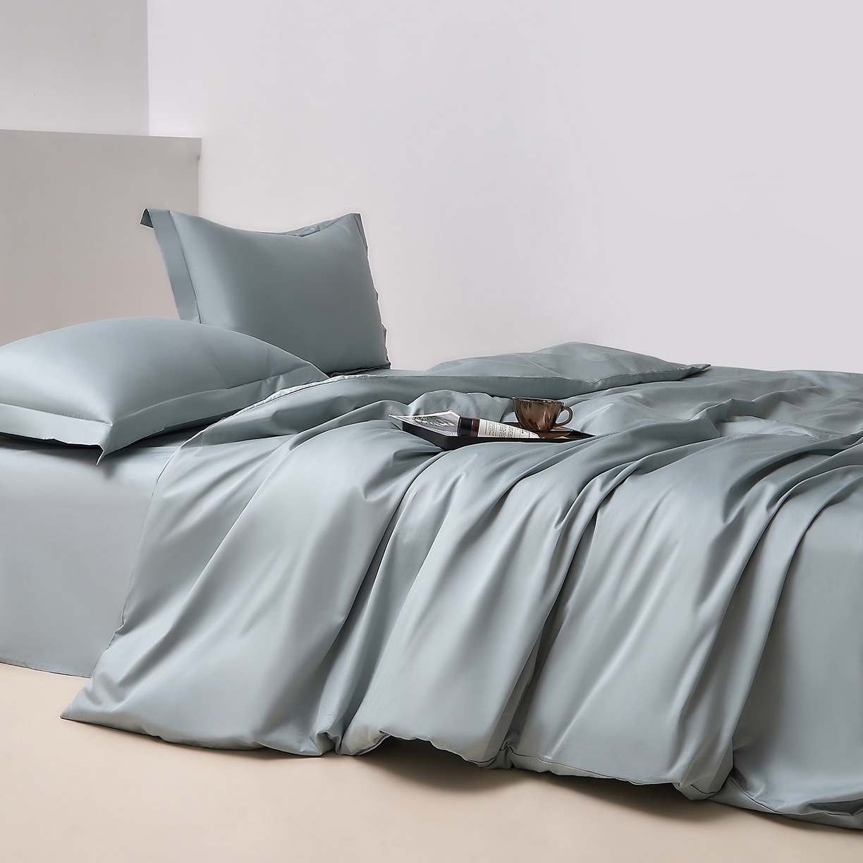 91家纺网 家纺一手货源 找家纺 DoDo 兜兜 2026新款全棉纯棉50支长绒棉单被套 被套单件 普士蓝