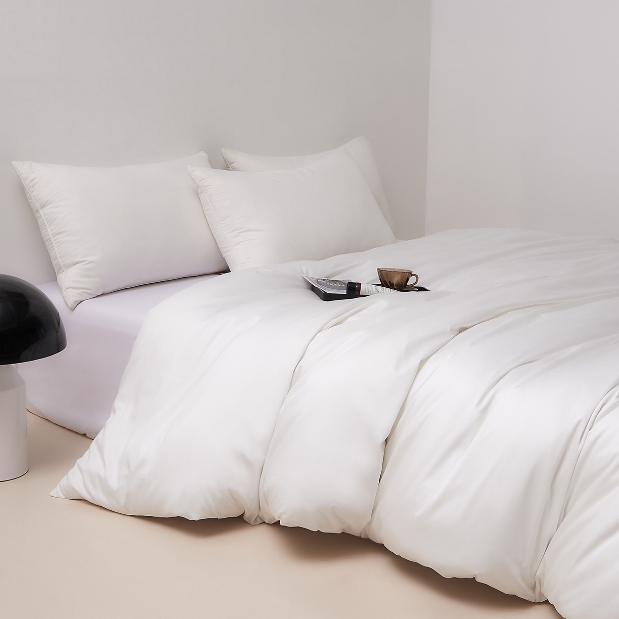 91家纺网 家纺一手货源 找家纺 DoDo 兜兜 2026新款全棉纯棉50支长绒棉单被套 被套单件 月光白