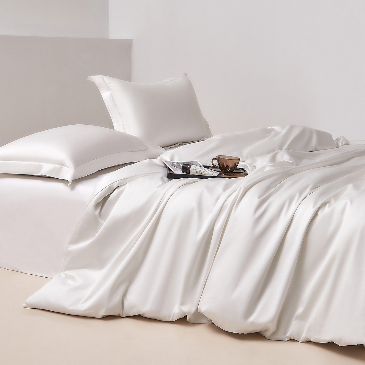 91家纺网 家纺一手货源 找家纺 DoDo 兜兜 2026新款全棉纯棉50支长绒棉单被套 被套单件 月光白