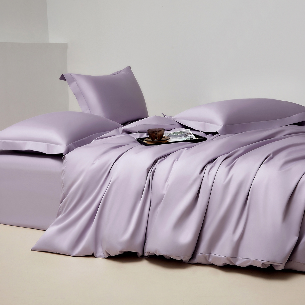 91家纺网 家纺一手货源 找家纺 DoDo 兜兜 2026新款全棉纯棉50支长绒棉单被套 被套单件 珍珠紫