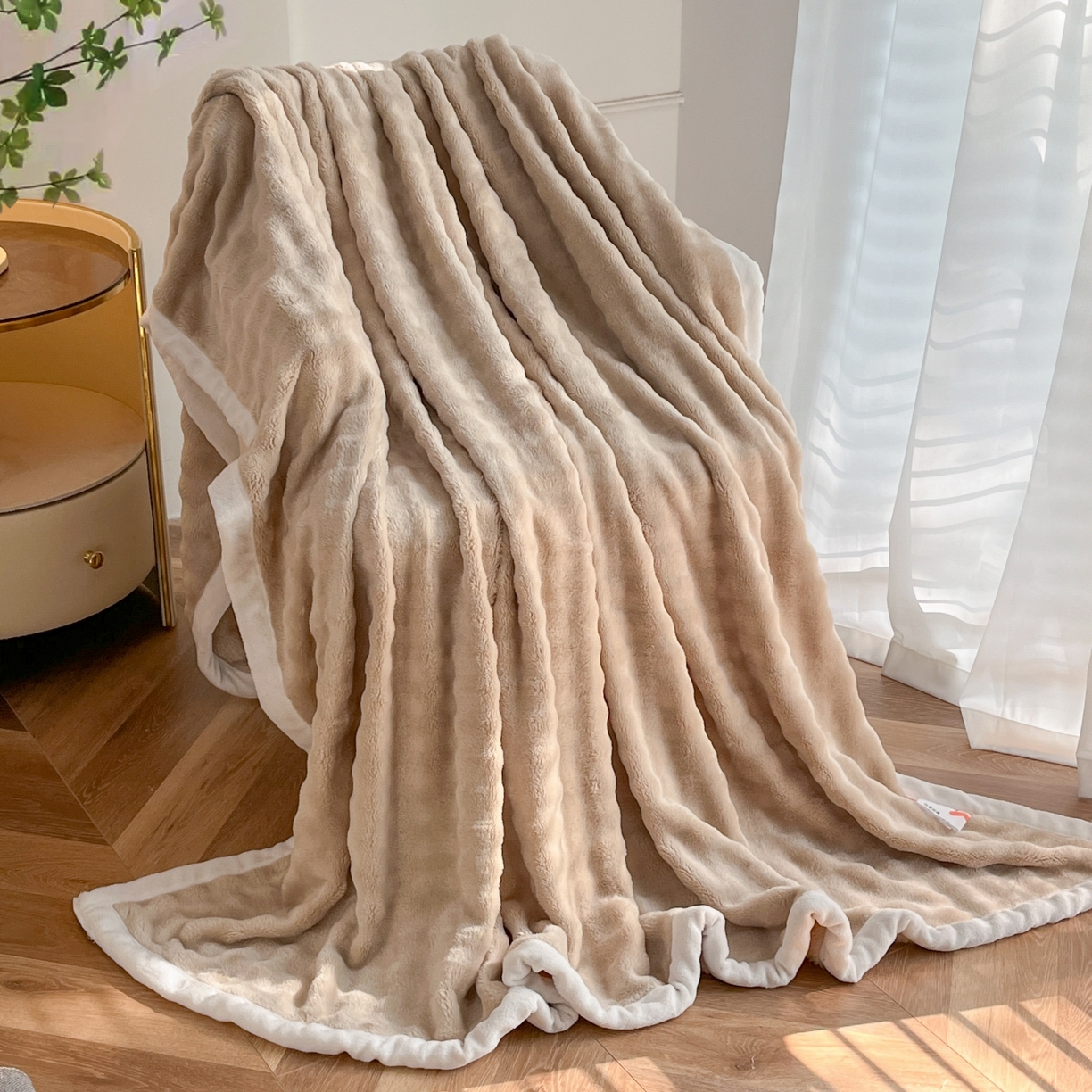 默忆 2025新款A类保暖加厚仿兔毛毯毯子 咖色