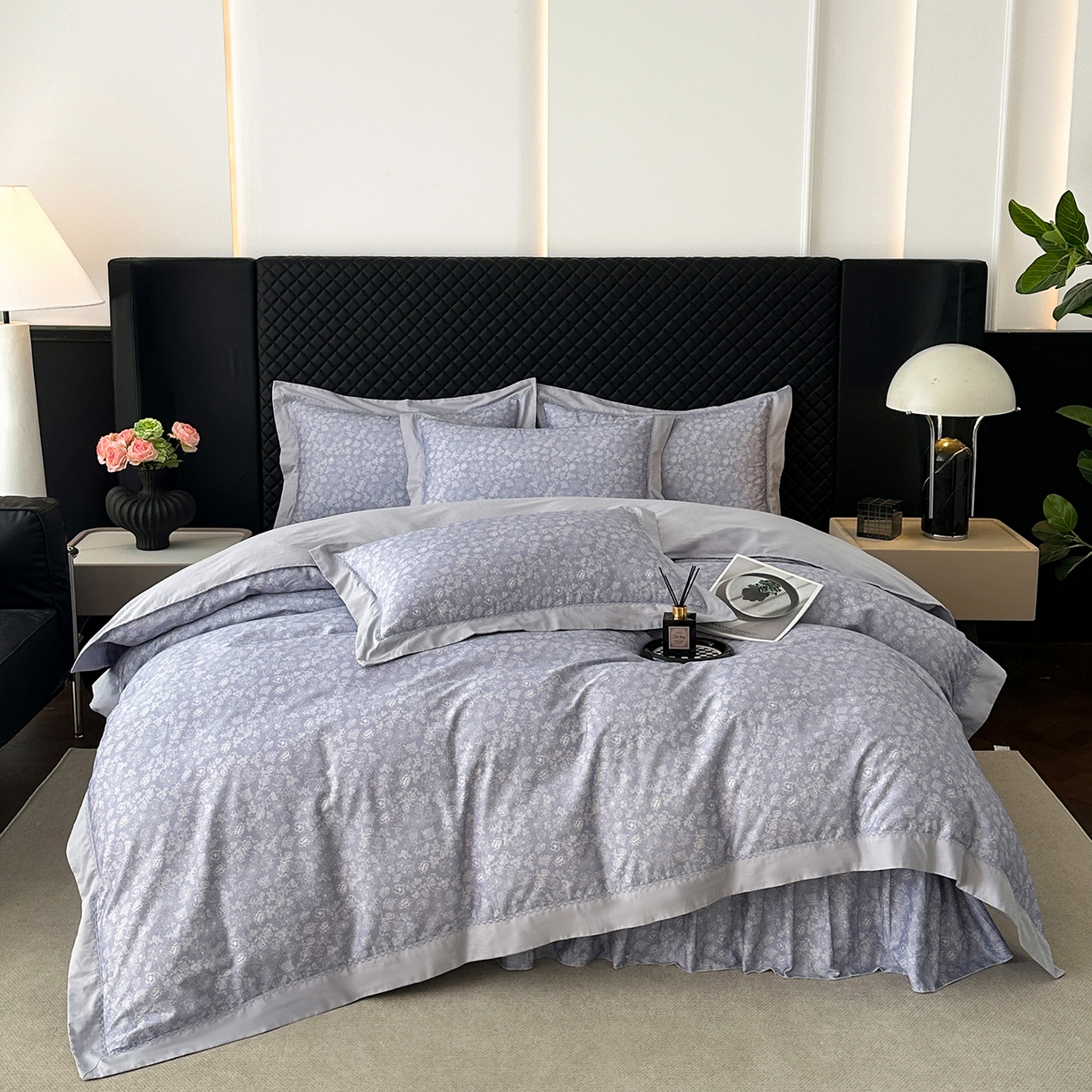 91家纺网 家纺一手货源 找家纺 （总）福丽莱家纺 2025新款高端60纯棉数码印花夹棉床裙四件套