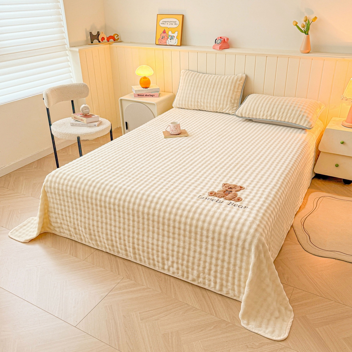 91家纺网 家纺一手货源 找家纺 （总）爱思凯家纺 2025新款加厚泡泡绒纯色单品床单单件床单