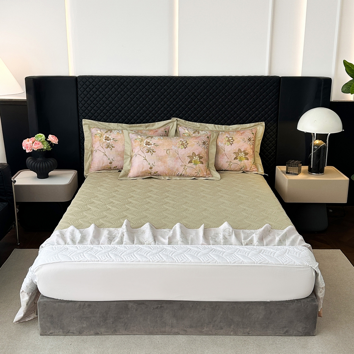 91家纺网 家纺一手货源 找家纺 福丽莱家纺 2025新款高端60纯棉数码印花夹棉床裙四件套 瑞贝卡