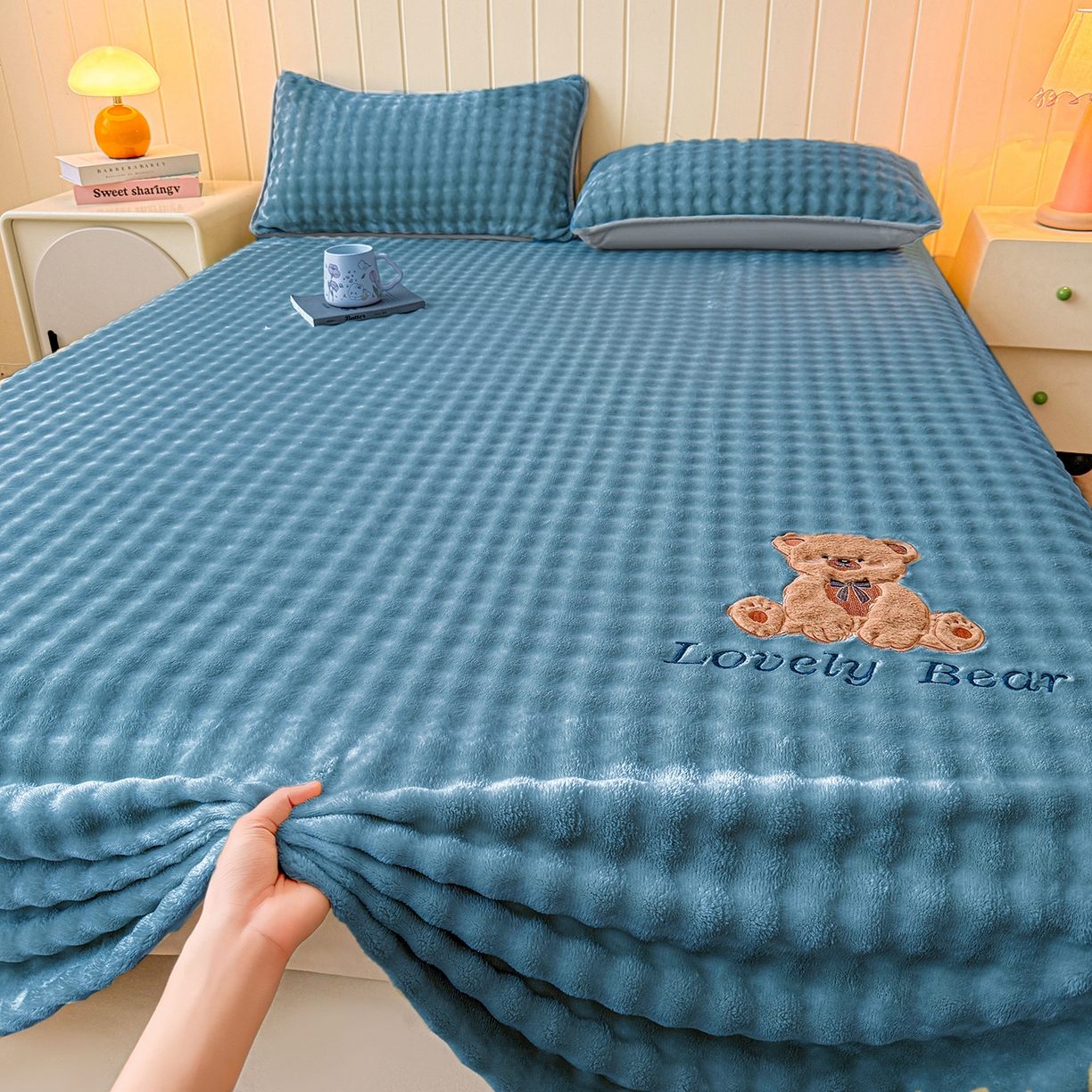 91家纺网 家纺一手货源 找家纺 （总）爱思凯家纺 2025新款加厚泡泡绒纯色单品床单单件床单