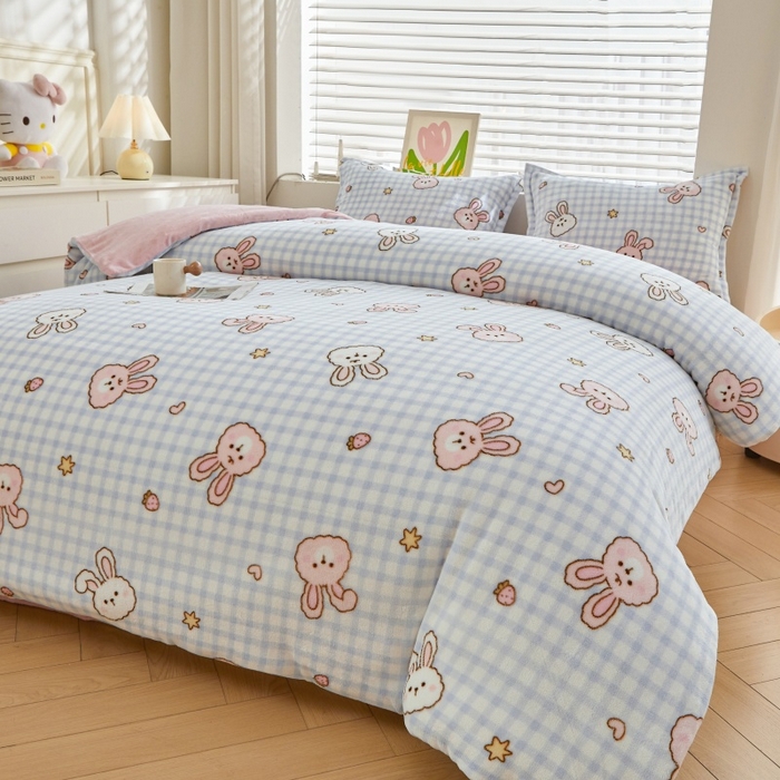 91家纺网 家纺一手货源 找家纺 艾特你 2025新款卡通可拆卸棉花被冬被被子被芯 蓝兔兔