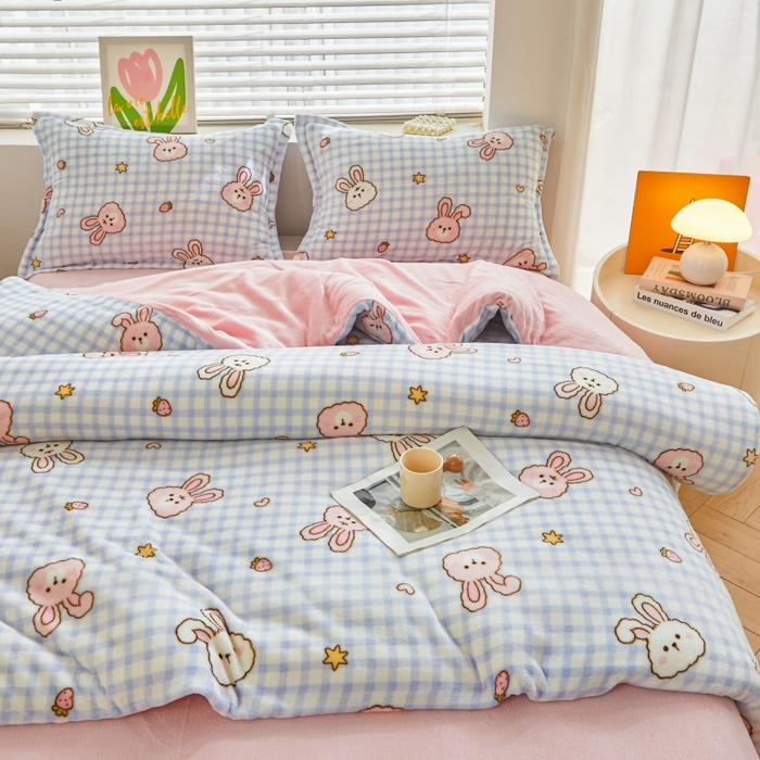 91家纺网 家纺一手货源 找家纺 艾特你 2025新款卡通可拆卸棉花被冬被被子被芯 蓝兔兔