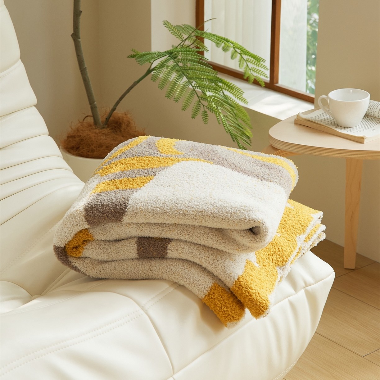 91家纺网 家纺一手货源 找家纺 暖绵绵家纺 2025新款半边绒毛毯毯子-玛达恩 玛达恩-黄色