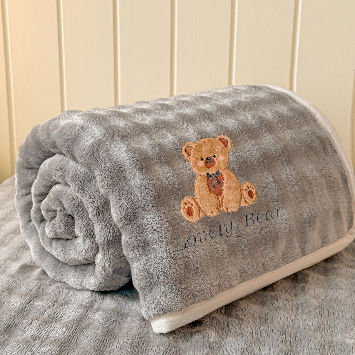 91家纺网 家纺一手货源 找家纺 爱思凯家纺 2025新款加厚泡泡绒纯色单品床单单件床单 松饼熊床单-灰