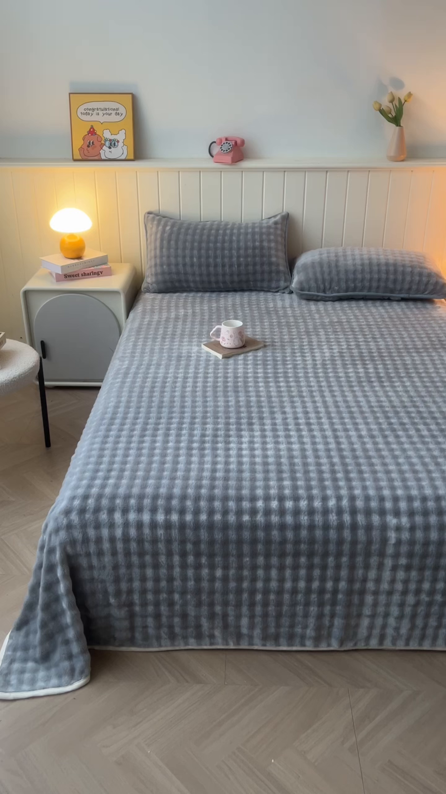 91家纺网 家纺一手货源 找家纺 爱思凯家纺 2025新款加厚泡泡绒纯色单品床单单件床单 松饼熊床单-灰