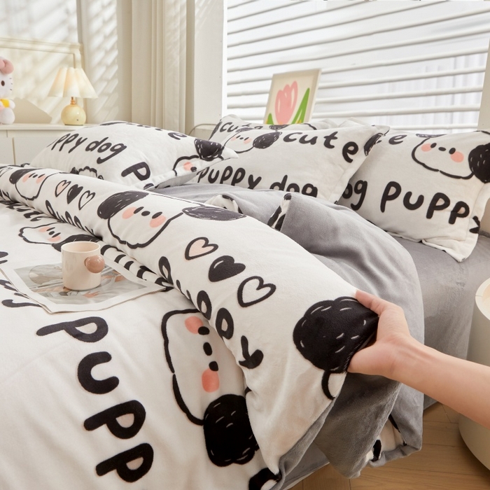 91家纺网 家纺一手货源 找家纺 艾特你 2025新款卡通可拆卸棉花被冬被被子被芯 线条小狗