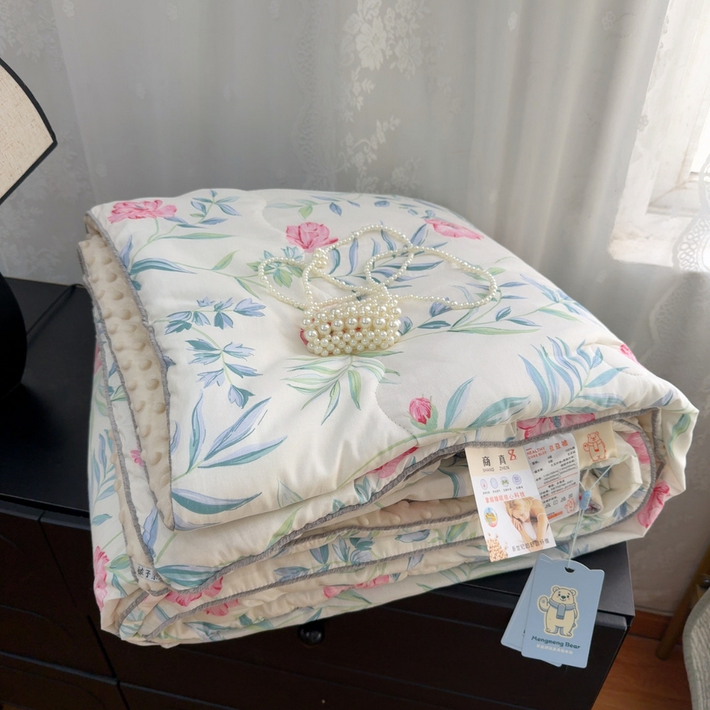 91家纺网 家纺一手货源 找家纺 暖居 2025新款麻绳款嵌条纯棉春秋豆豆被被子被芯四季通用青城