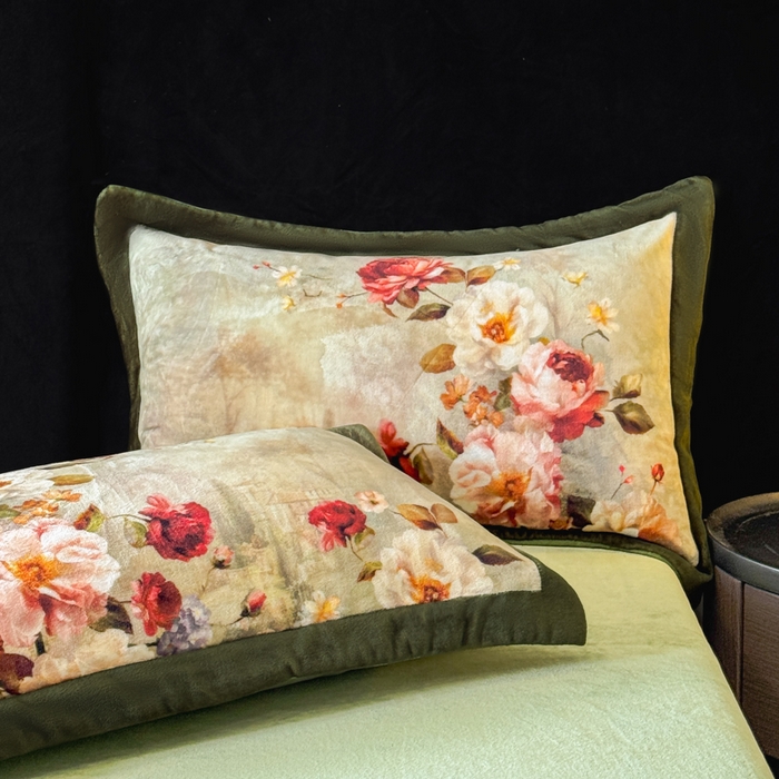 91家纺网 家纺一手货源 找家纺 诺梵家纺 2025新款暗合大版数码印花四件套秋野