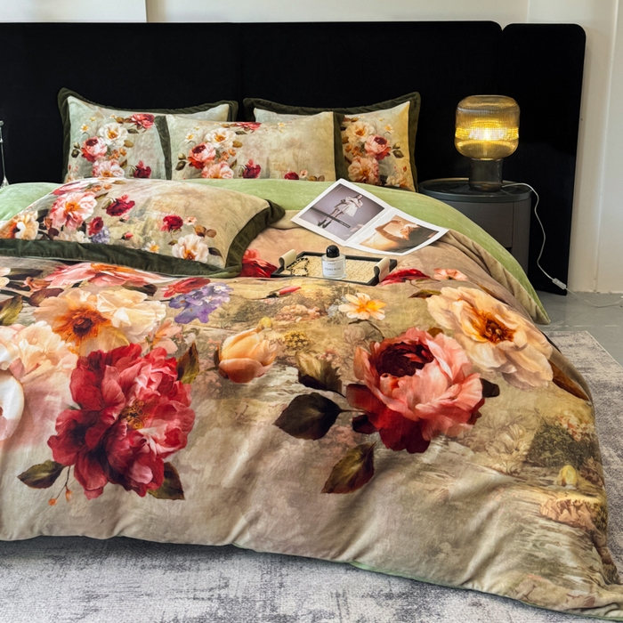 诺梵家纺 2025新款暗合大版数码印花四件套秋野