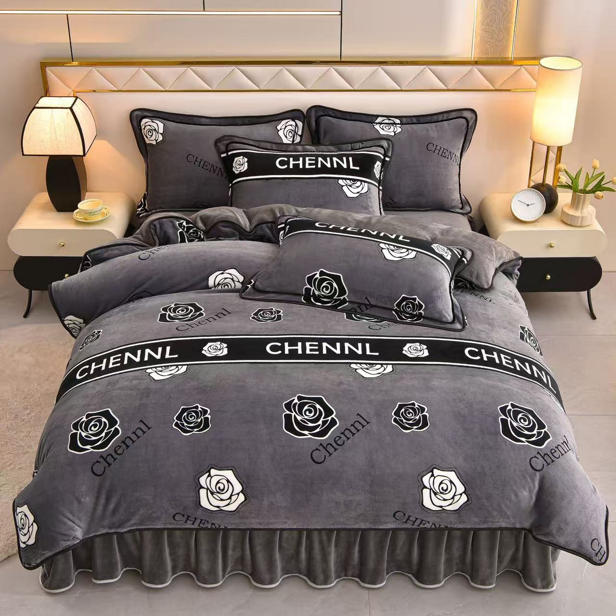 91家纺网 家纺一手货源 找家纺 （总）沐妍家纺 2025新款8斤加厚保暖金貂绒牛奶绒印花四件套