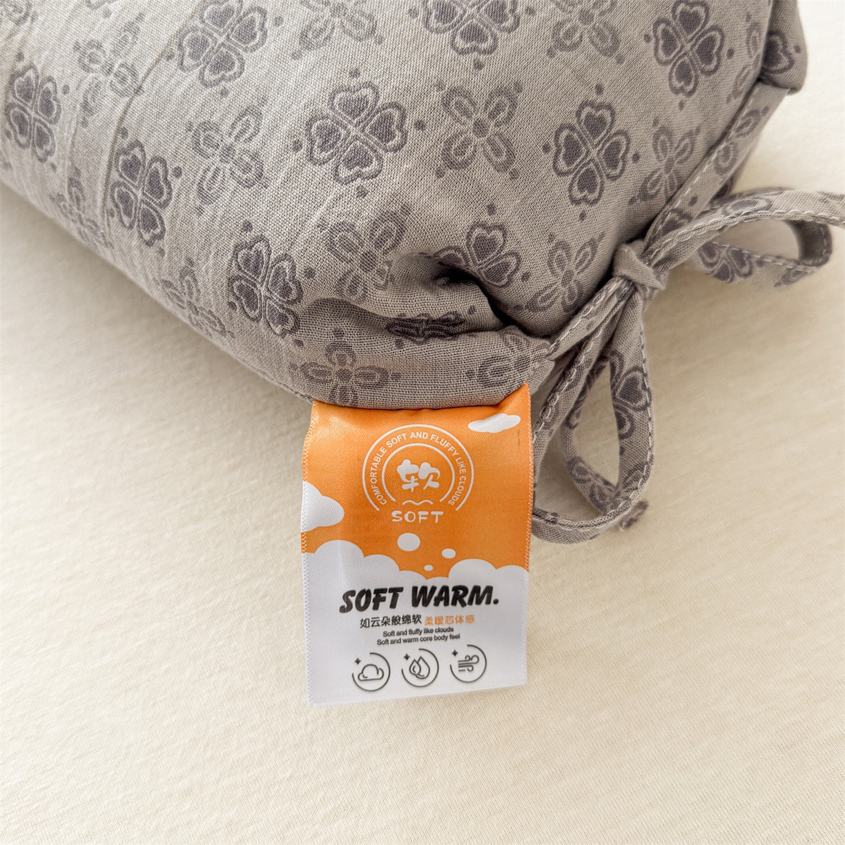 91家纺网 家纺一手货源 找家纺 麦肯锡 2025新款四叶草护颈荞麦枕  枕头枕芯 灰色/对