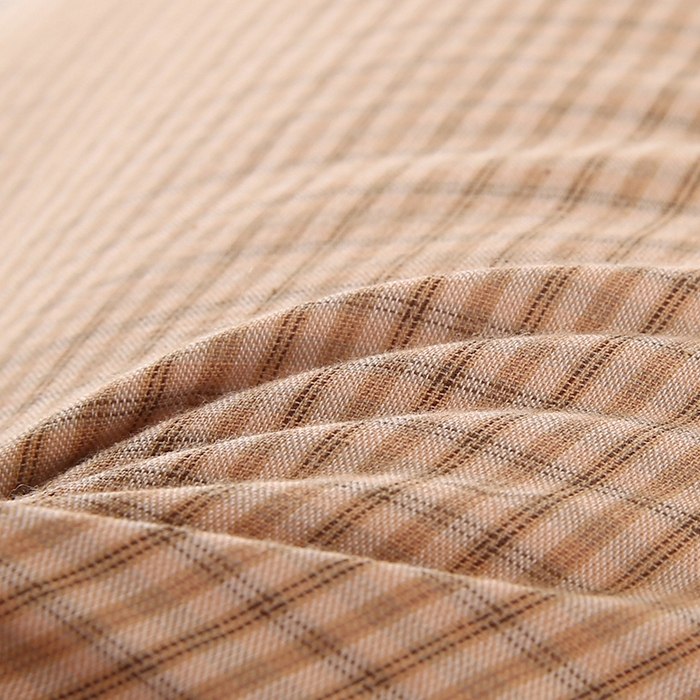 91家纺网 家纺一手货源 找家纺 金牛枕芯 2025新款全棉棉麻花边长抱枕枕头枕芯 格子咖