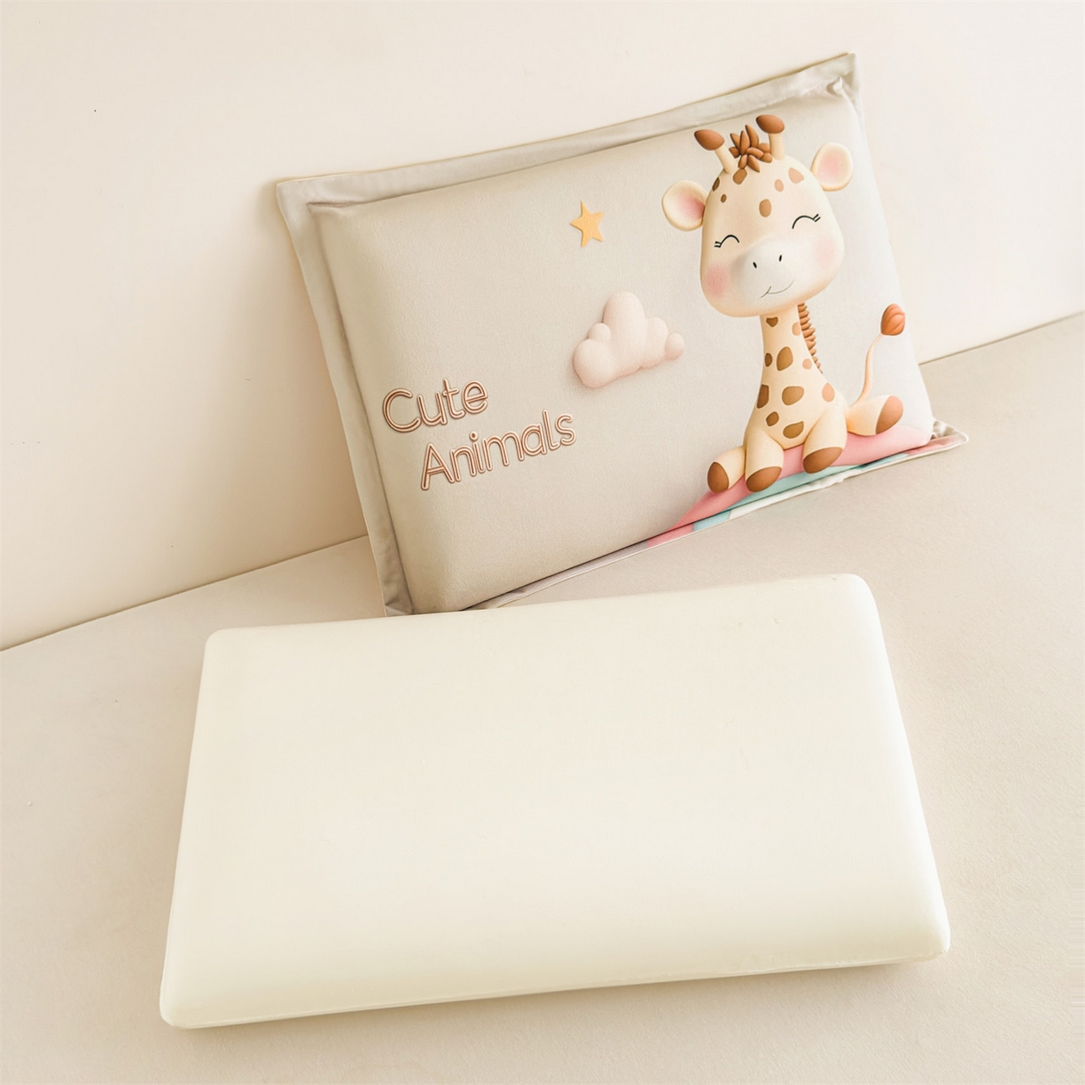 91家纺网 家纺一手货源 找家纺 麦肯锡 2025新款卡通记忆棉枕  枕头枕芯 彩虹长颈鹿/只