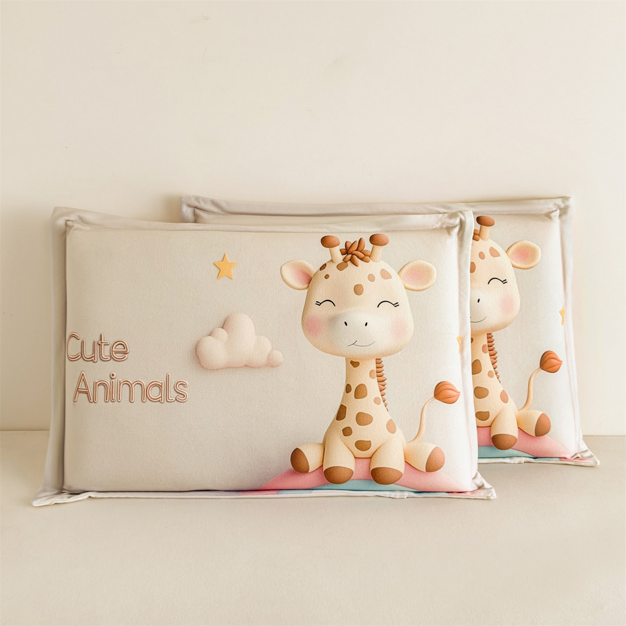 91家纺网 家纺一手货源 找家纺 麦肯锡 2025新款卡通记忆棉枕  枕头枕芯 彩虹长颈鹿/只