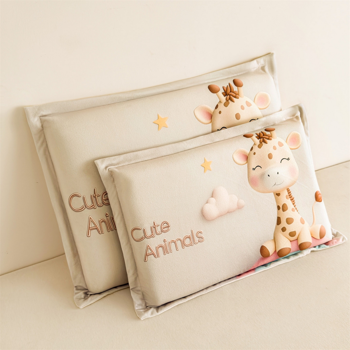 91家纺网 家纺一手货源 找家纺 麦肯锡 2025新款卡通记忆棉枕  枕头枕芯 彩虹长颈鹿/只