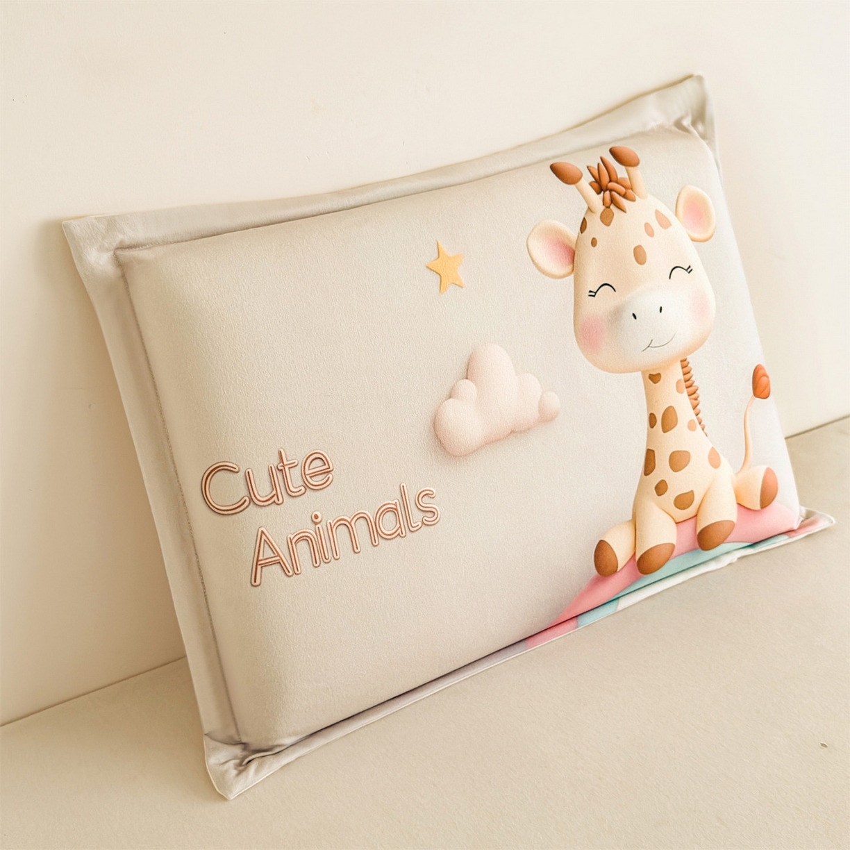 91家纺网 家纺一手货源 找家纺 麦肯锡 2025新款卡通记忆棉枕  枕头枕芯 彩虹长颈鹿/只