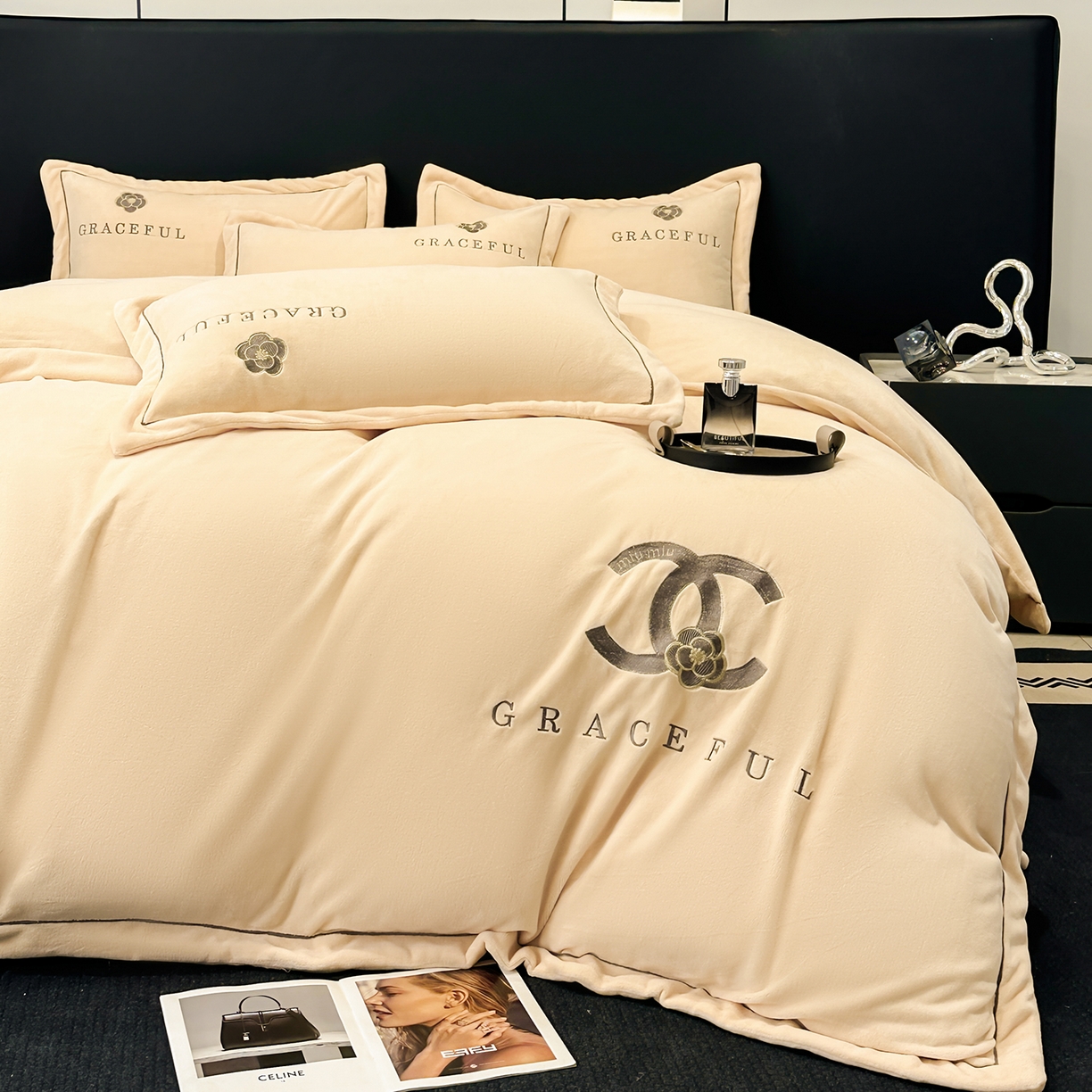 91家纺网 家纺一手货源 找家纺 （总）合欢（原天一阁） 2025新款A类高克重230克全消光全工艺牛奶绒刺绣四件套